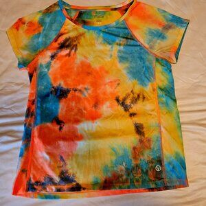 Tie-dye Yogo short-sleeve athletic shirt, size Large